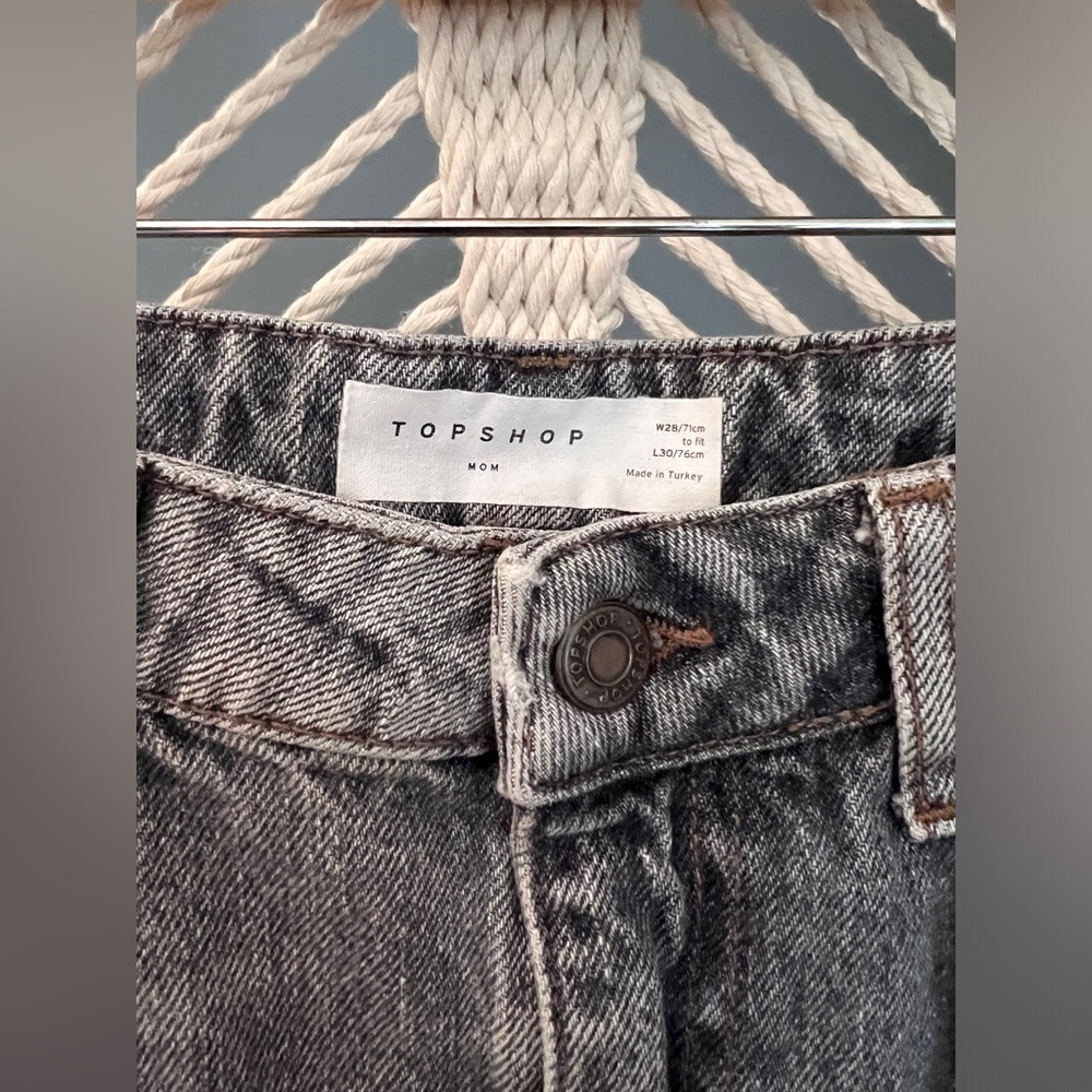 Topshop Grey Wash Mom Jeans